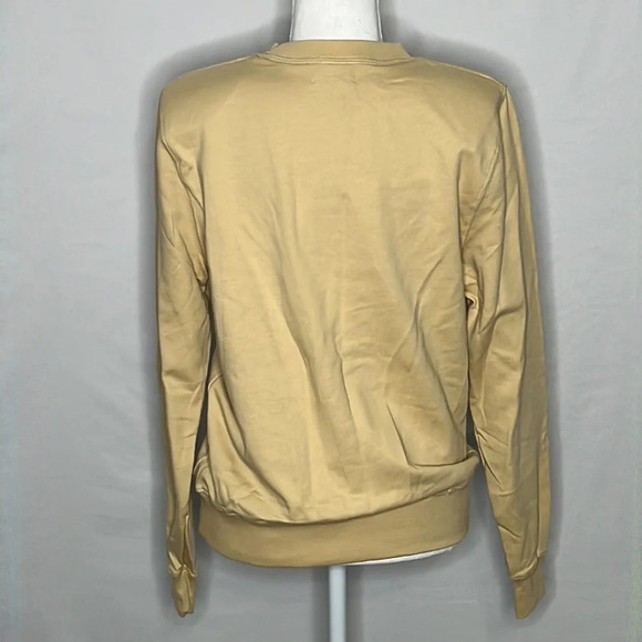 Parentezi Shoulder Pad Crew Neck Pima Cotton Sweater in Caramel - NEW - Size XS - Picture 4 of 8